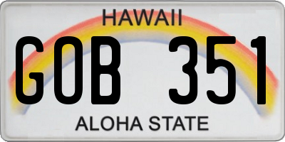 HI license plate GOB351