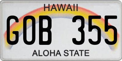 HI license plate GOB355