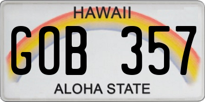 HI license plate GOB357