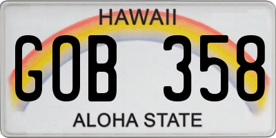 HI license plate GOB358