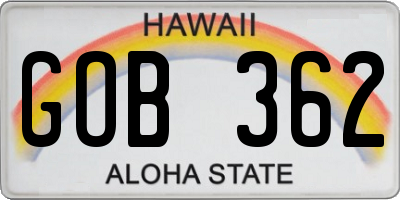 HI license plate GOB362