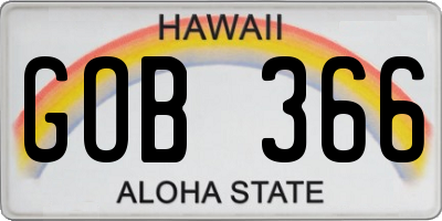 HI license plate GOB366