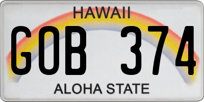 HI license plate GOB374