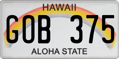 HI license plate GOB375
