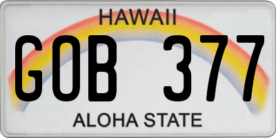 HI license plate GOB377