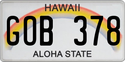 HI license plate GOB378