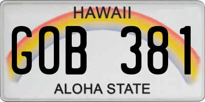 HI license plate GOB381