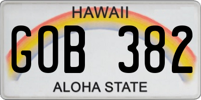 HI license plate GOB382