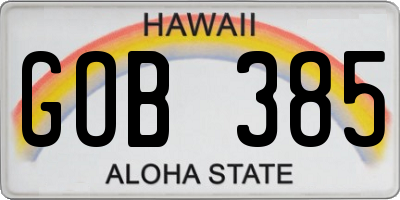HI license plate GOB385