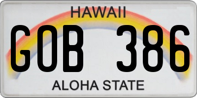 HI license plate GOB386