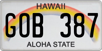 HI license plate GOB387
