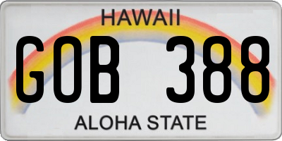 HI license plate GOB388