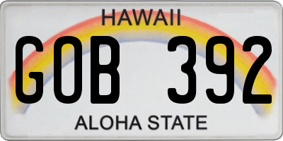HI license plate GOB392