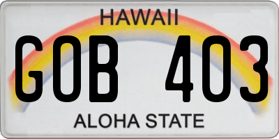 HI license plate GOB403