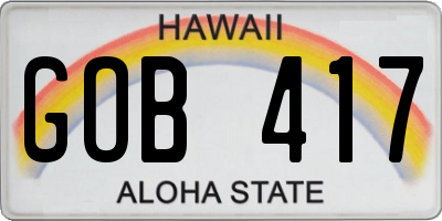 HI license plate GOB417