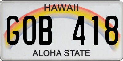 HI license plate GOB418