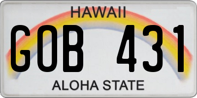HI license plate GOB431