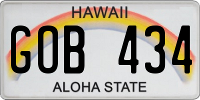 HI license plate GOB434