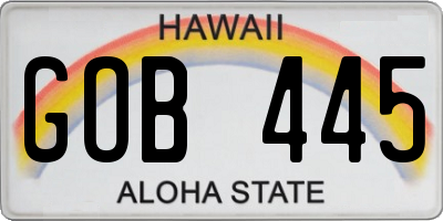 HI license plate GOB445