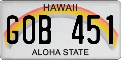 HI license plate GOB451