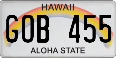 HI license plate GOB455