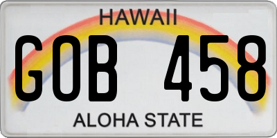 HI license plate GOB458