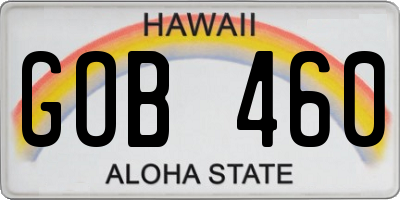 HI license plate GOB460