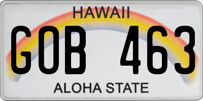 HI license plate GOB463