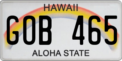 HI license plate GOB465