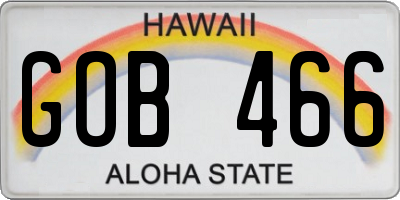 HI license plate GOB466