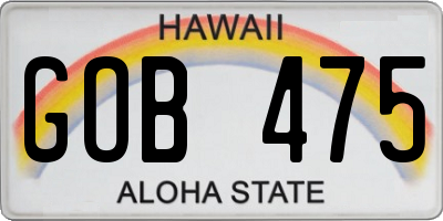 HI license plate GOB475