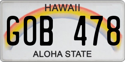 HI license plate GOB478