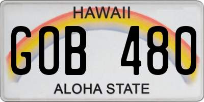 HI license plate GOB480