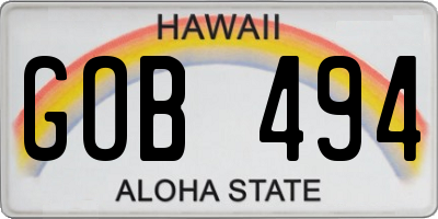 HI license plate GOB494