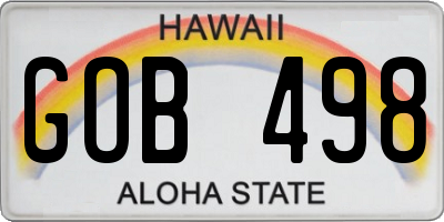 HI license plate GOB498