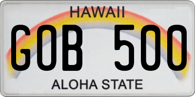 HI license plate GOB500