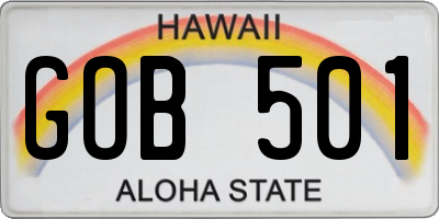HI license plate GOB501
