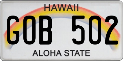 HI license plate GOB502