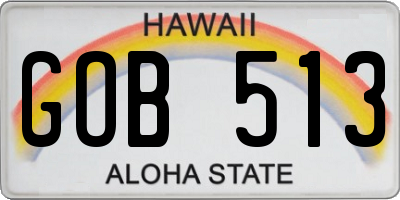 HI license plate GOB513