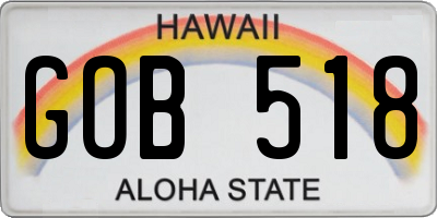 HI license plate GOB518