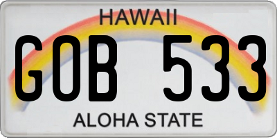 HI license plate GOB533