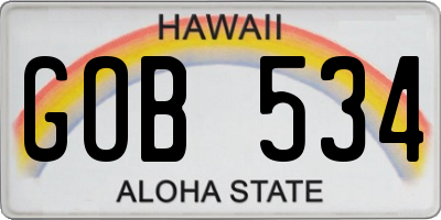 HI license plate GOB534