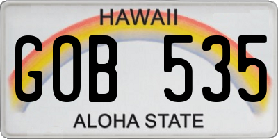 HI license plate GOB535