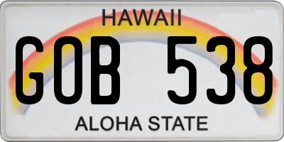 HI license plate GOB538