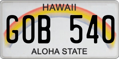 HI license plate GOB540