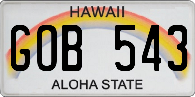 HI license plate GOB543