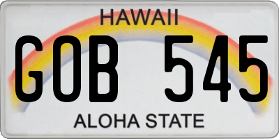 HI license plate GOB545