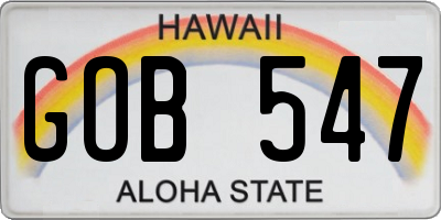 HI license plate GOB547