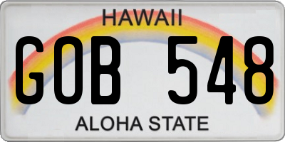 HI license plate GOB548