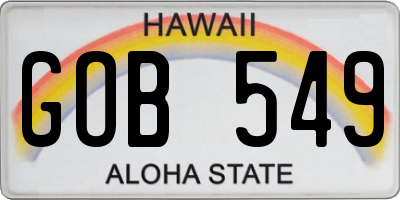HI license plate GOB549